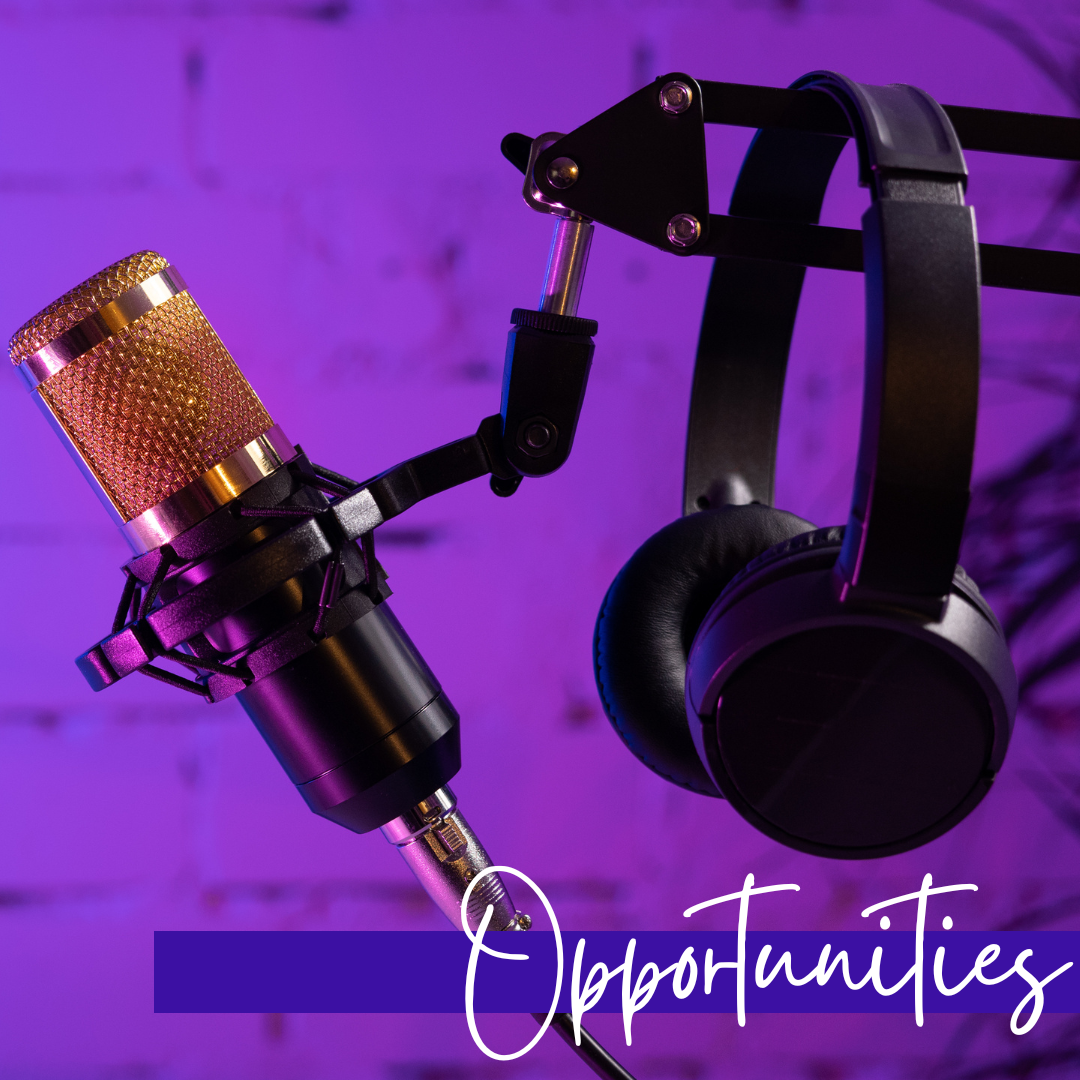 image of microphone and headset with "opportunities" on the banner on the image